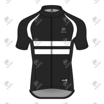 Positive Black & White Short Sleeve Raglan Striped Cycling Jersey