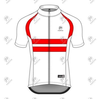 Positive Red & White Striped Short Sleeve Raglan Cycling Jersey