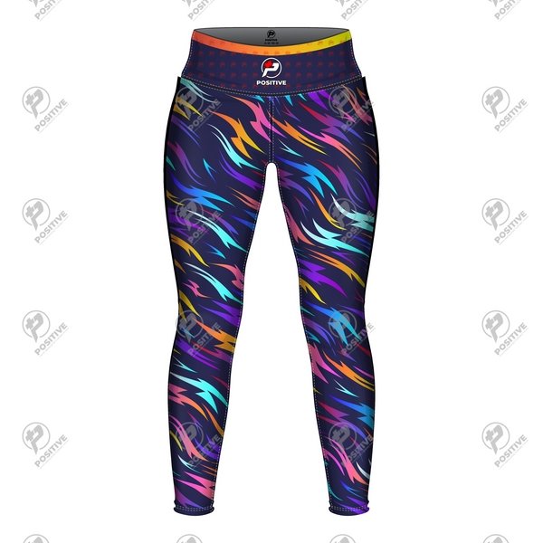 Positive Women Color Waves Custom Printed Yoga Leggings