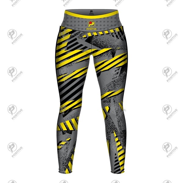 Positive Women Yellow Stripes Printed Yoga Leggings