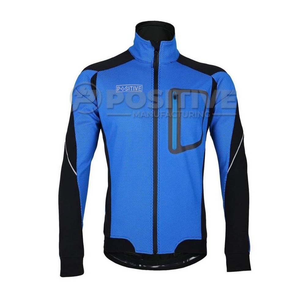 Positive Blue Reflective Pocket Wind Stopper Winter Cycling Jacket