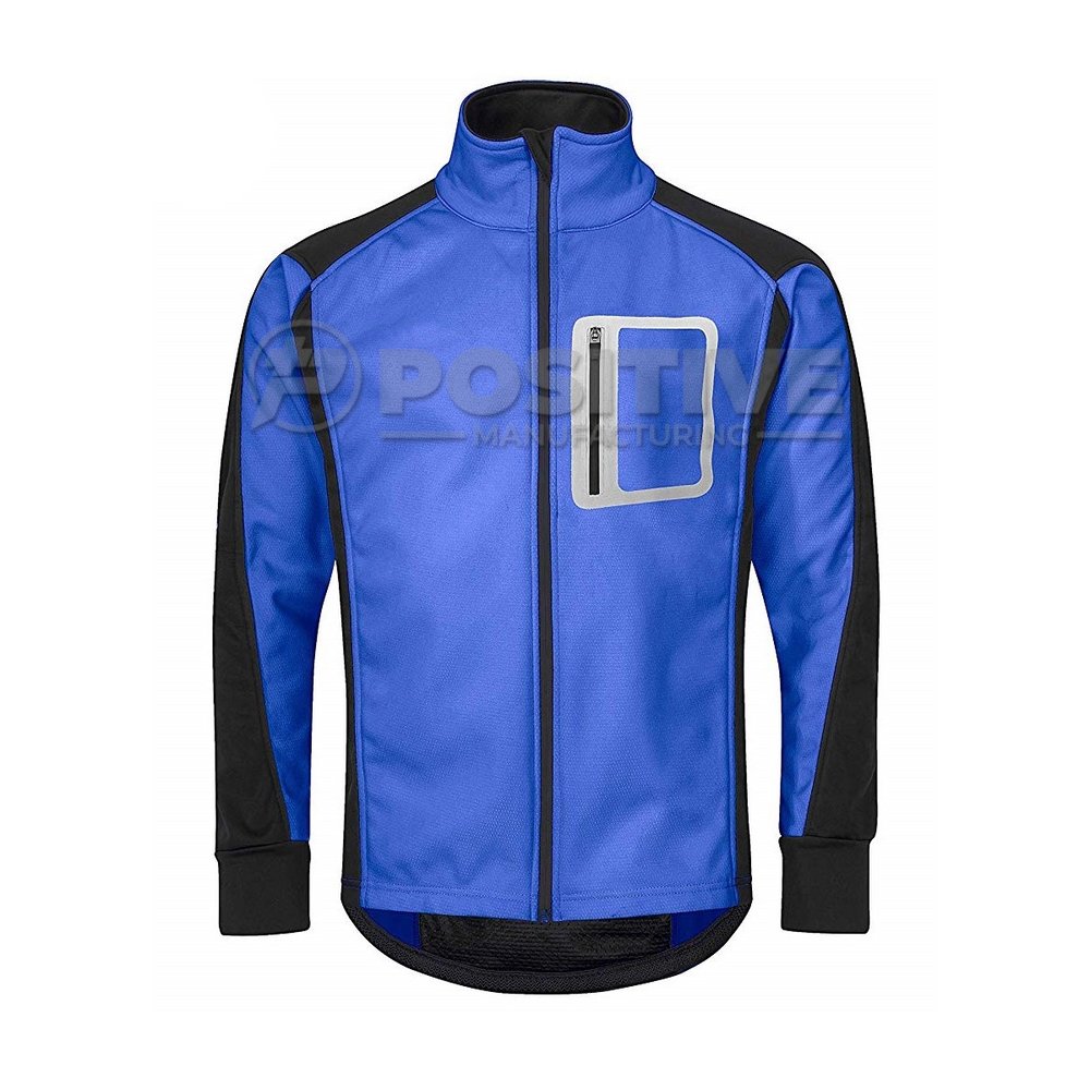 Positive Blue & Black Reflector Pocket Windproof Cycling Jacket
