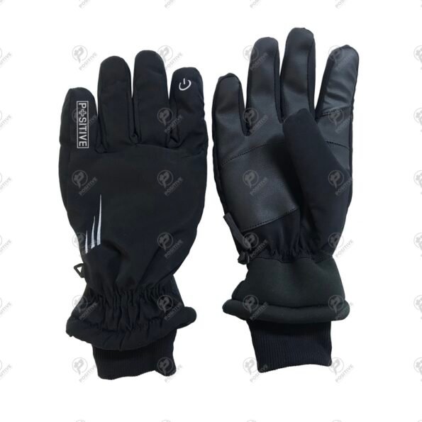 Positive Waterproof Synthetic Leather Black Winter Cycling Gloves