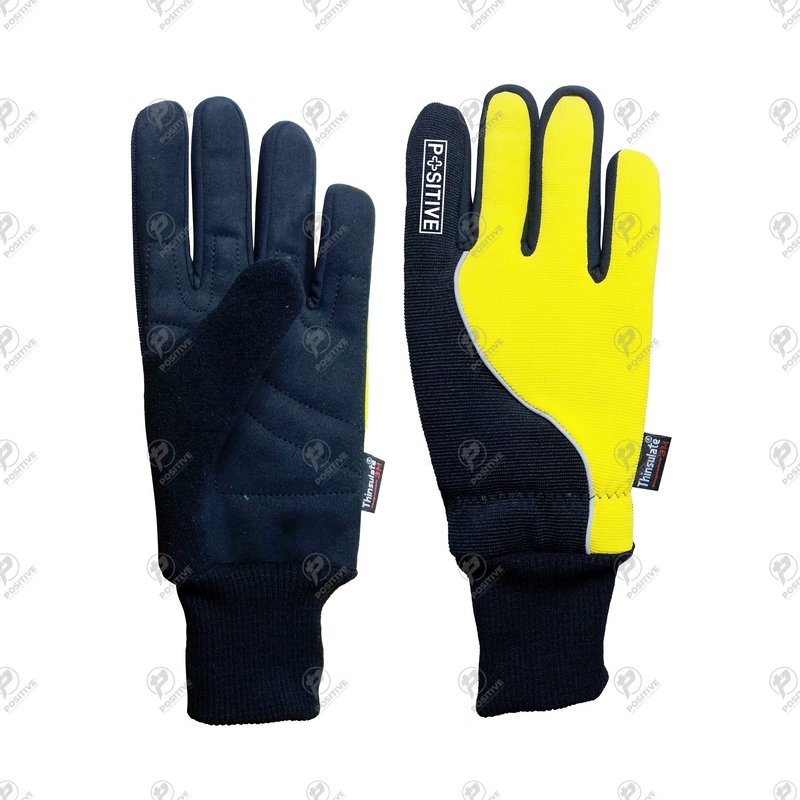 Positive Black & Yellow Lined Winter Cycle Ridding Gloves