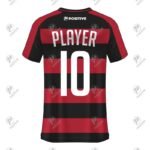 Red & Black Printed Raglan Striped Soccer Uniform Jersey