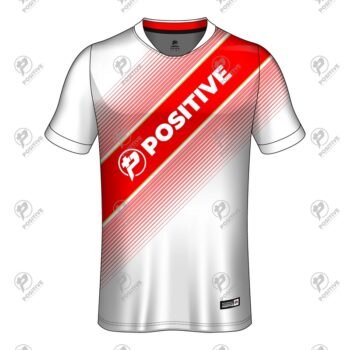 Red & White Club Name Printed Short Sleeve Soccer Jersey