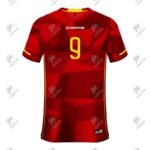 Red & Yellow Custom Printed V-Neck Half Sleeve Soccer Jersey