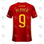 Red & Yellow Custom Printed V-Neck Half Sleeve Soccer Jersey