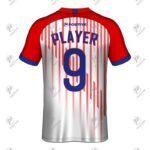Gusset Collar Red & White Printed Short Sleeve Soccer Jersey