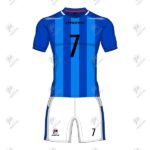 Positive Blue Striped Customized Soccer Uniform Kit