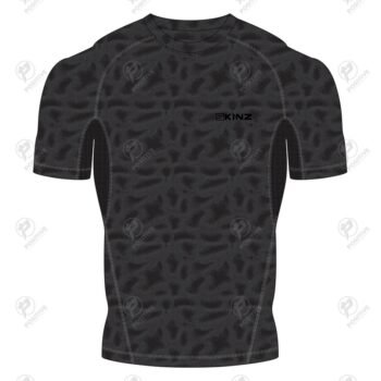 Positive Black Texture Printed Short Sleeve Rash Guard