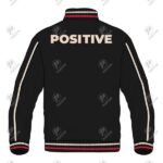 Positive Striped Front Button Quilted Varsity Jacket