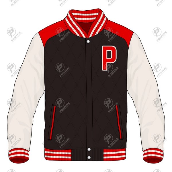 Positive Quilted Leather Sleeves Letterman Varsity Jacket