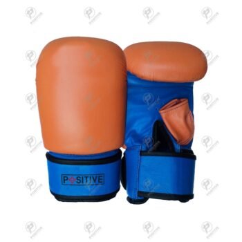 Positive Orange & Blue Genuine Leather Boxing Bag Gloves