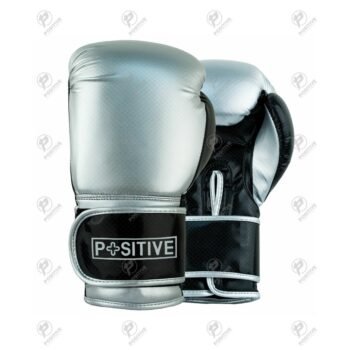 Positive Silver Synthetic Leather Boxing Gloves