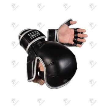 Positive Black Heavy Padded Leather MMA Training Gloves