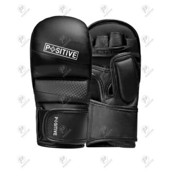 Positive Black Genuine Leather MMA Sparring Gloves