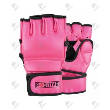 Positive Pink Synthetic Leather MMA Grappling Gloves