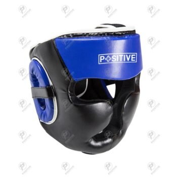 Positive Blue & Black Artificial Leather Boxing Headguard