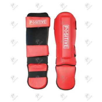 Positive Red Artificial Leather Boxing Shin Guards