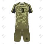 Positive Green Camouflage Printed V-Neck Soccer Uniform Kit