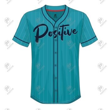 Positive Full Button Vertical Stripes Short Sleeve Baseball Jersey