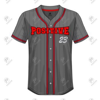 Positive Grey & Red Printed Short Sleeve Baseball Jersey