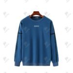 Positive Designer Sleeve Striped Fleece Pullover Sweatshirt